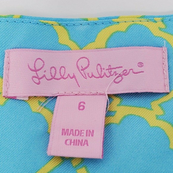 Lily Pulitzer Adeline Silk Skirt 6 Crystal Blue Pin Tuck Waist A-Line - Picture 8 of 12